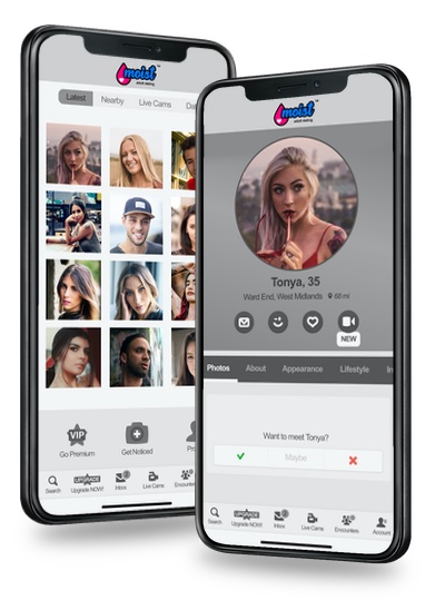 Moist Dating profiles displayed on mobile phones